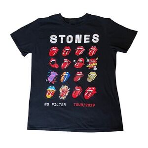Rolling Stones No Filter Tour 2019 Tongue and Lips Logo Black Medium